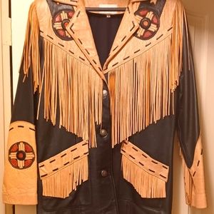 Genuine leather fringed jacket M.